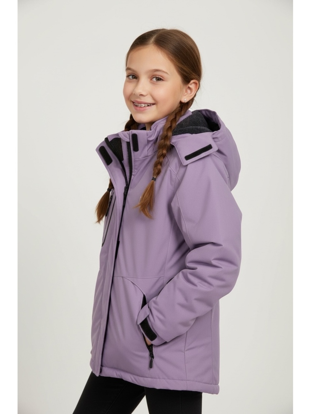 Keevoom Girls' Lavender Winter Jacket Size 10-12 with Hood and Fleece Lining